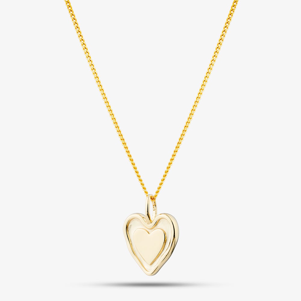 Yellow Gold Tone Plated Sterling Silver Heart Pendant 05S2AVP541808