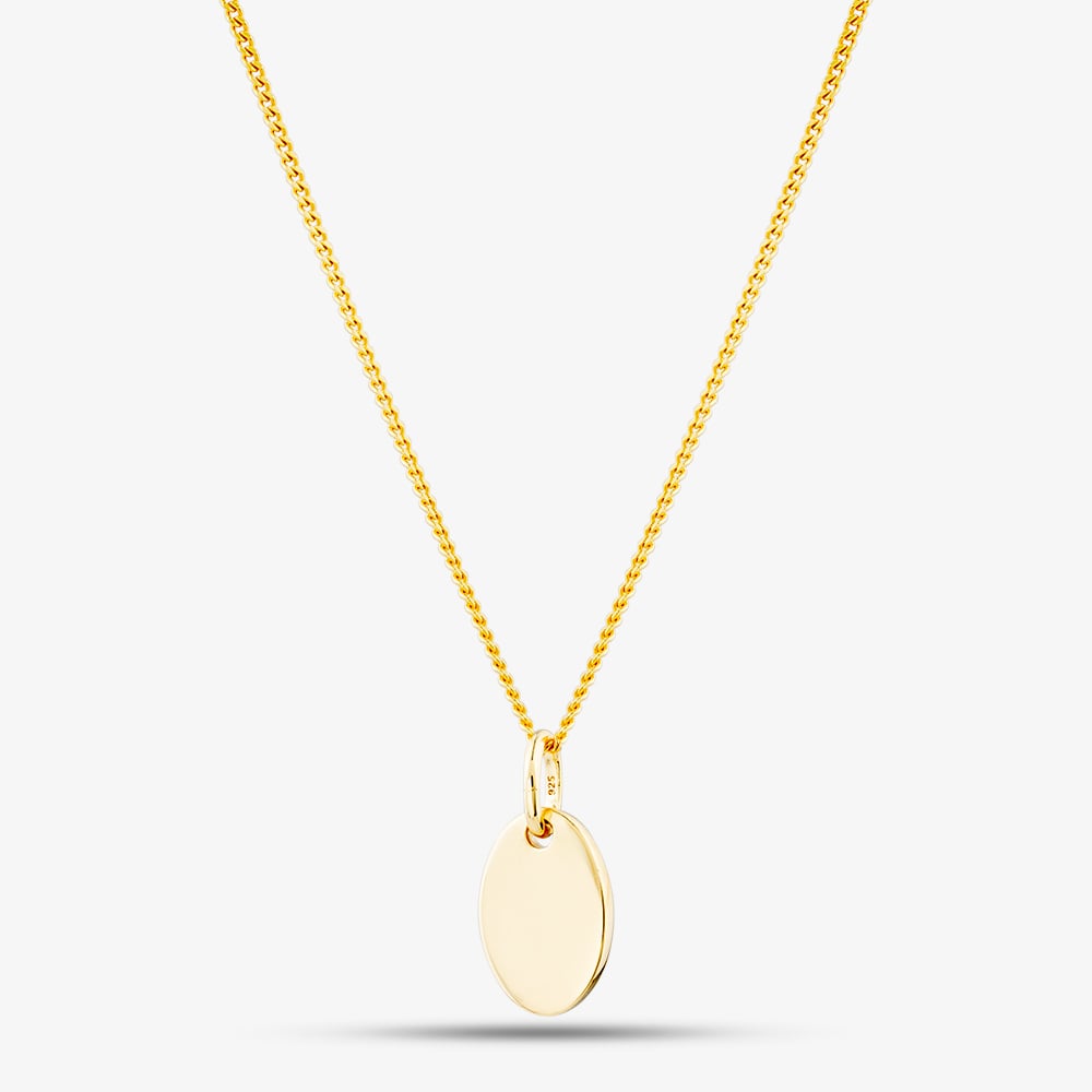 Yellow Gold Tone Plated Sterling Silver Engravable Oval Pendant 05S2AVP546107