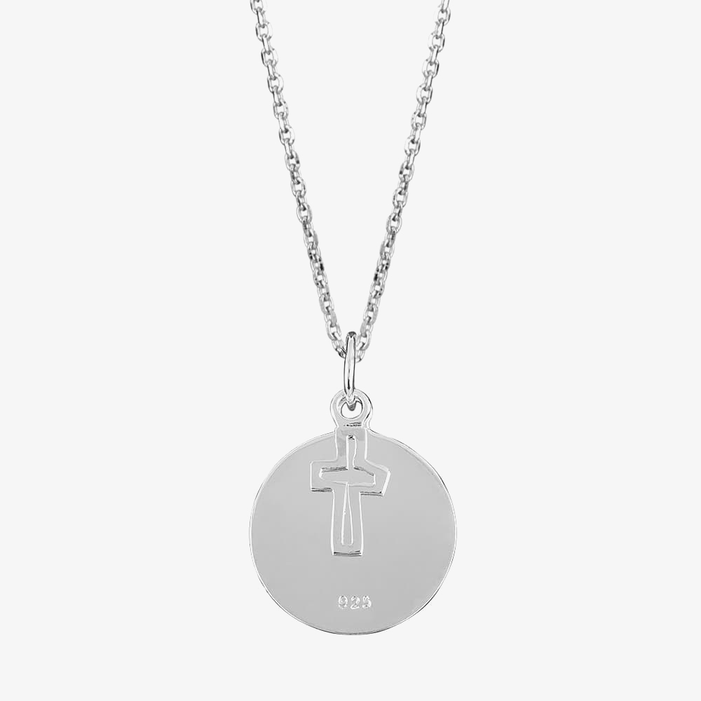 Engravables- Silver Plain Disc and Cross Pendant P-4078