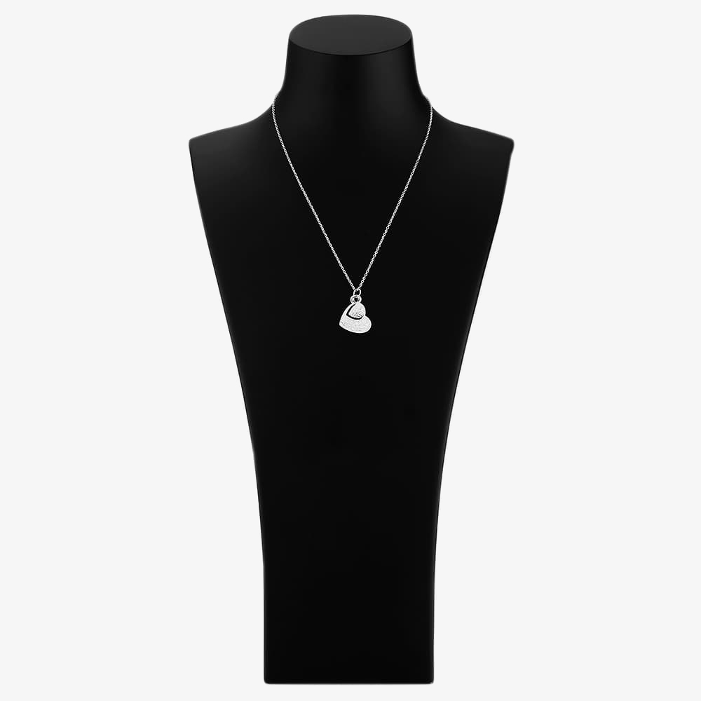 Engravables- Silver Cut Out Textured Heart Pendant P-4243