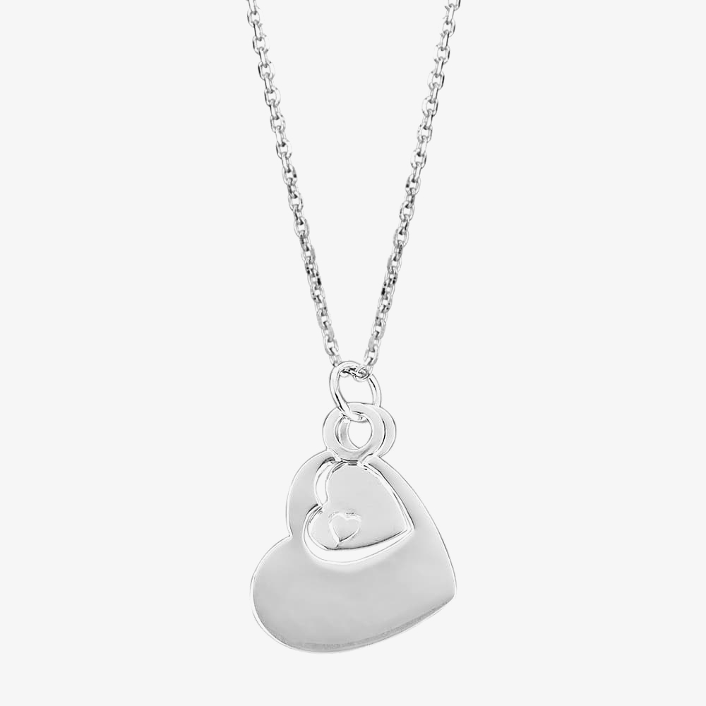 Engravables- Silver Cut Out Textured Heart Pendant P-4243