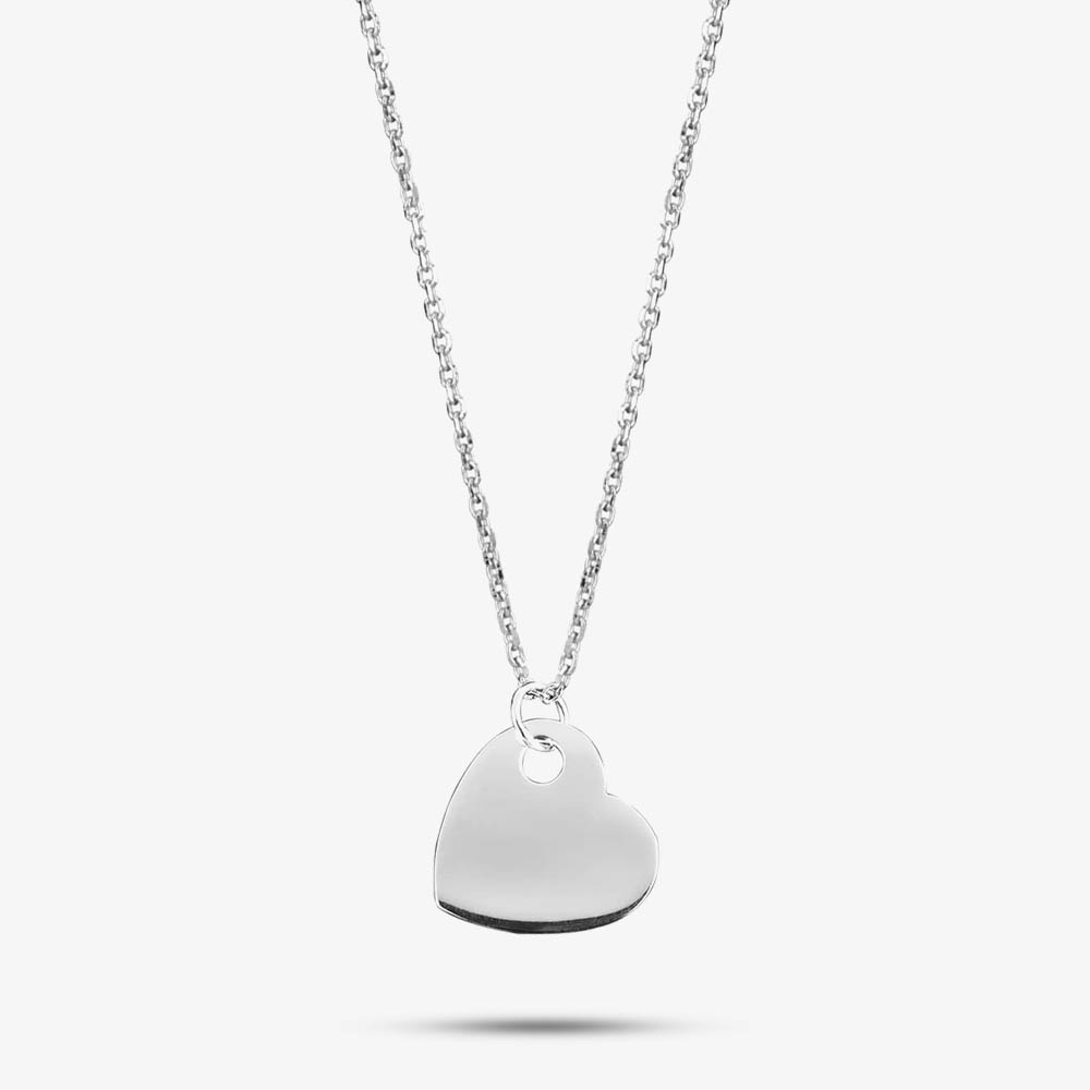 Engravables- Silver Medium Plain Heart Pendant P-4082
