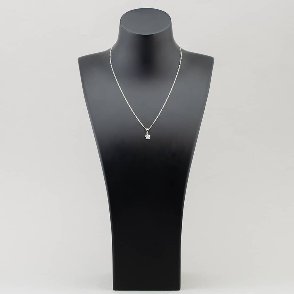 Silver Cubic Zirconia Textured Flower Pendant E610851-P
