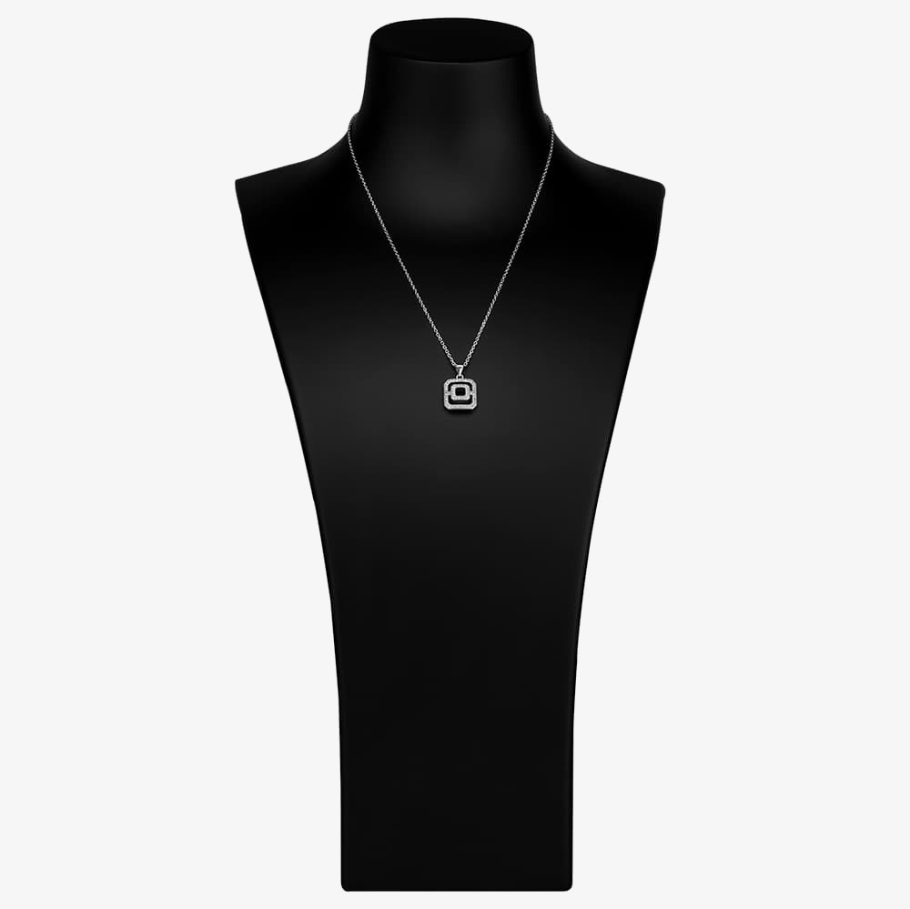 Silver Pavé Open Square Pendant P612150