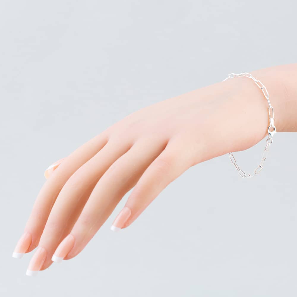 Sterling Silver 7.25 Inch Diamond Cut Paper Chain Bracelet 8.26.0491