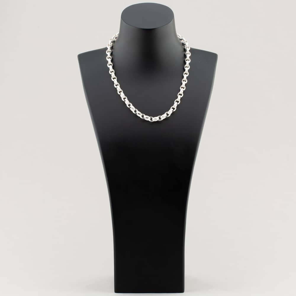 Sterling Silver 18 Inch Heavy Patterned Oval Belcher Chain HLOB-820-AG-18