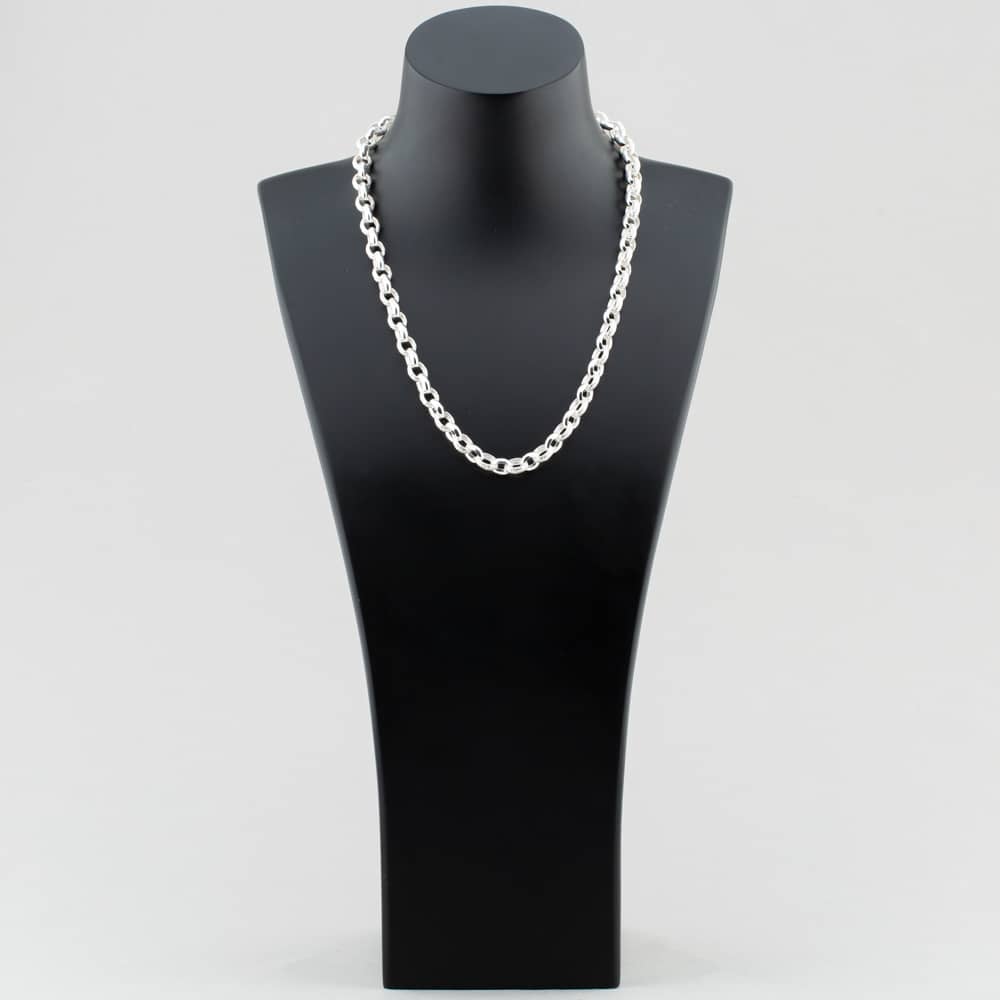 Sterling Silver 20 Inch Heavy Patterned Oval Belcher Chain HLOB-820-AG-20