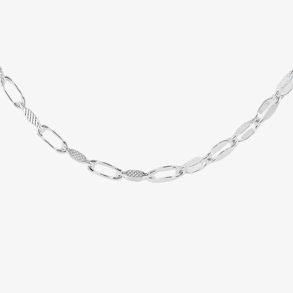 Silver Textured Oval Paperlink Chain 8.10.0754