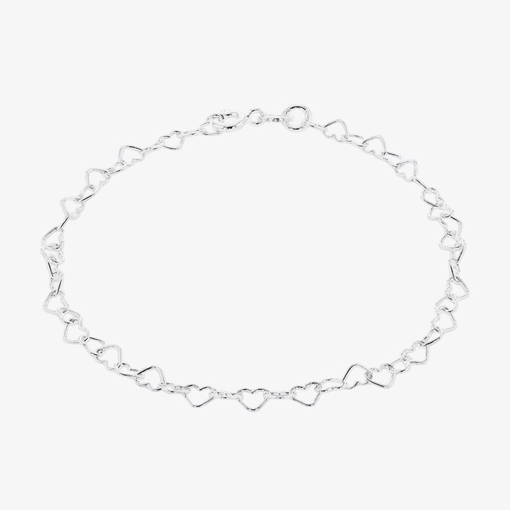 Product photograph of Silver Open Heart Link Bracelet 8 22 6071 from The Jewel Hut
