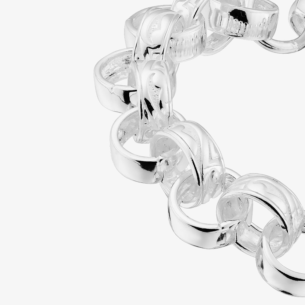 Sterling Silver 12.5mm Patterned Belcher Bracelet S1076-09