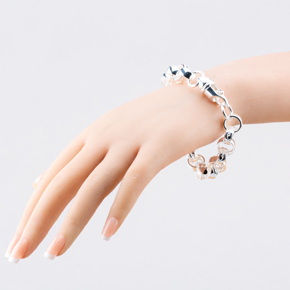 Sterling Silver 12.5mm Patterned Belcher Bracelet S1076-09