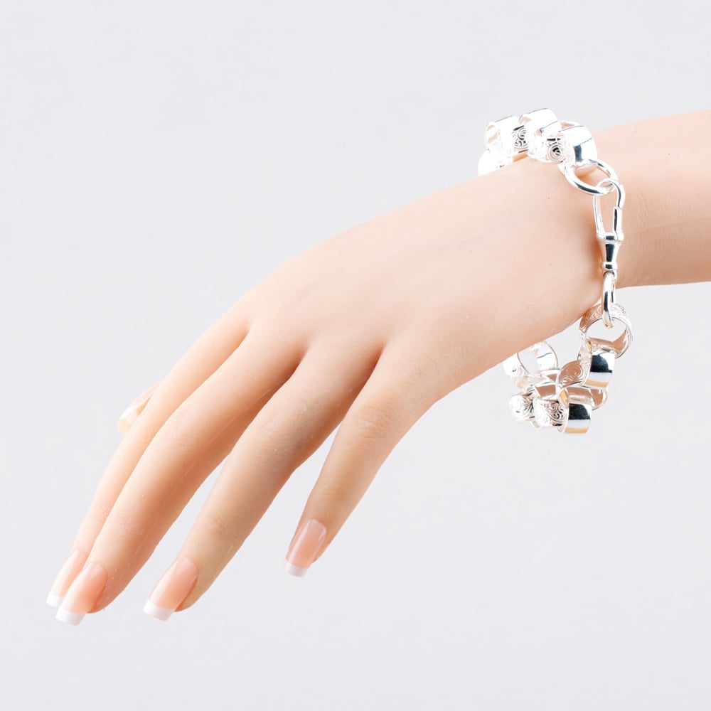 Sterling Silver 23cm Patterned Belcher Bracelet S1073-09