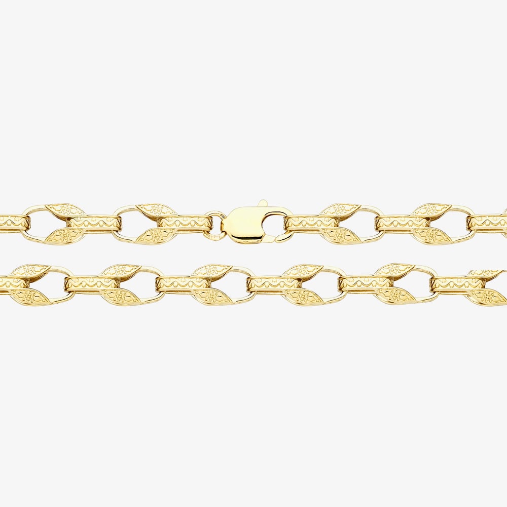 Silver Gold Plated 22 Inch Patterned Tulip Chain S1091Y-22