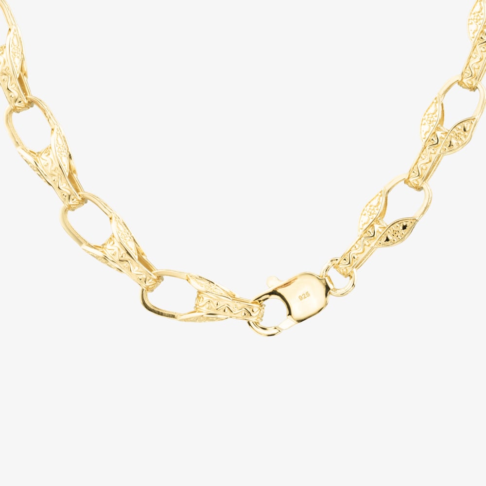 Silver Gold Plated 22 Inch Patterned Tulip Chain S1091Y-22