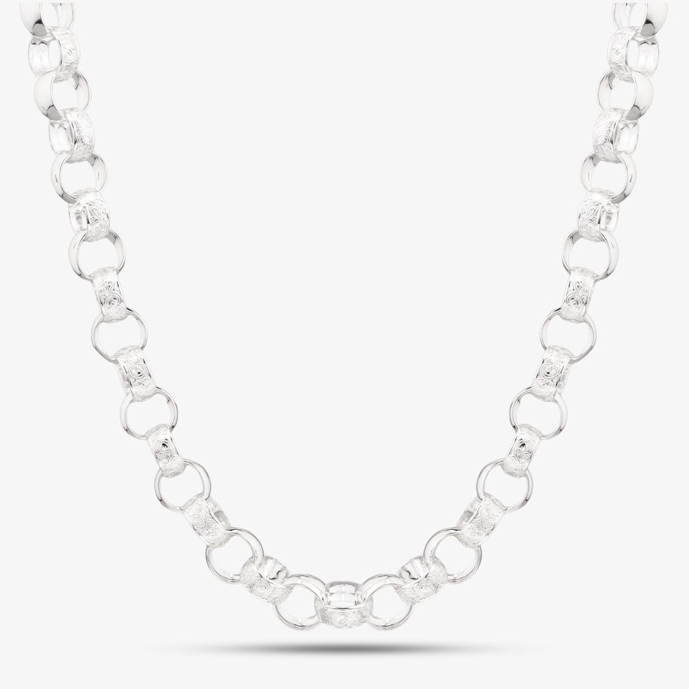 Silver Sterling 22 Inch Patterned Tulip Chain S1072-22