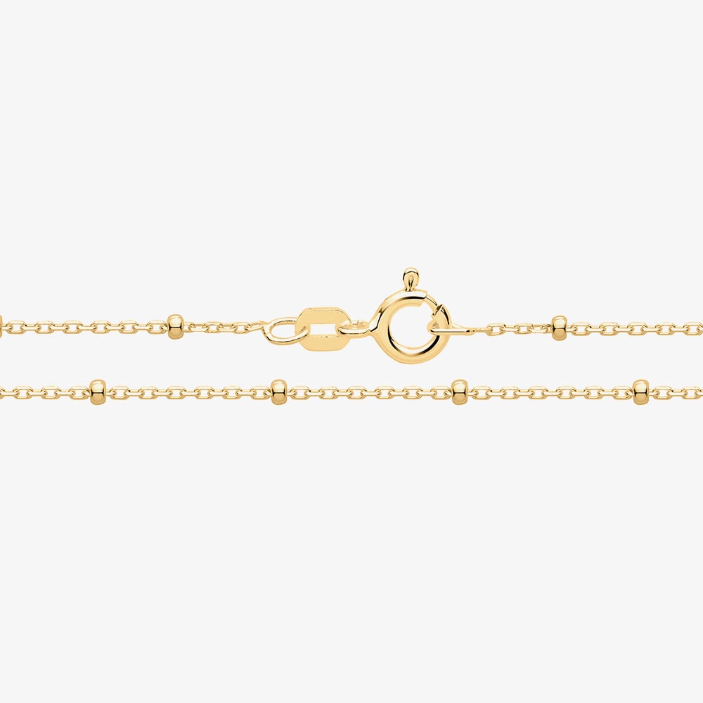 Silver Classic Yellow Gold Plated Beaded Rolo Chain Bracelet G1383Y/10