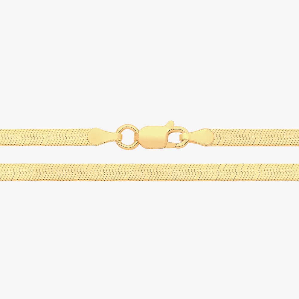 Silver Classic Yellow Gold Plated Flat Snake Chain Bracelet G1384Y/10