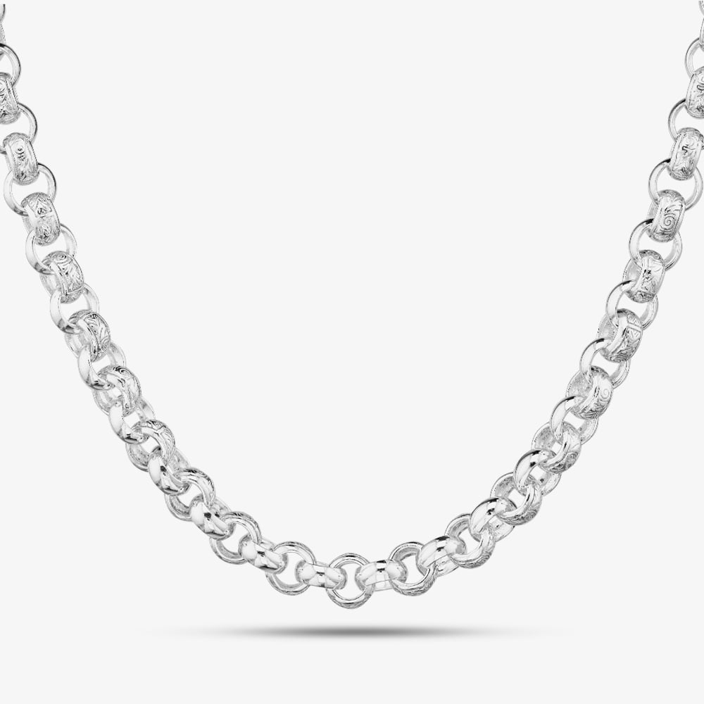 Silver Classic Silver 20 Inch Patterned Belcher Chain HLRB-700-AG-20