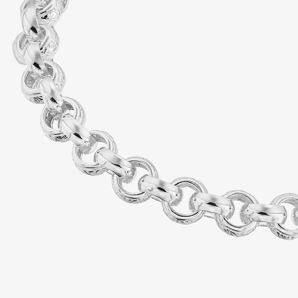 Silver Classic Sterling Silver 8.5 Inch Patterned Belcher Chain Bracelet HLRB-700-AG-8.5