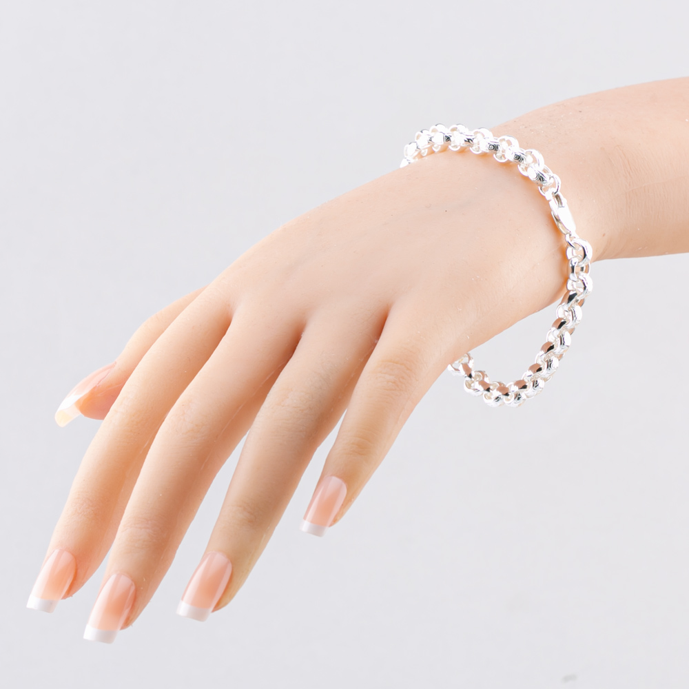Silver Classic Sterling Silver 8.5 Inch Patterned Belcher Chain Bracelet HLRB-700-AG-8.5