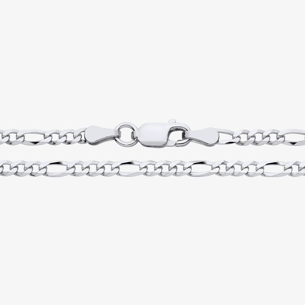 Fashionista Silver Sterling Silver 24 Inch Flat Figaro Chain S1049-24
