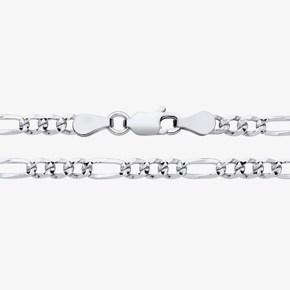 Fashionista Silver Sterling Silver 22 Inch Diamond Cut Figaro Chain S1057-22