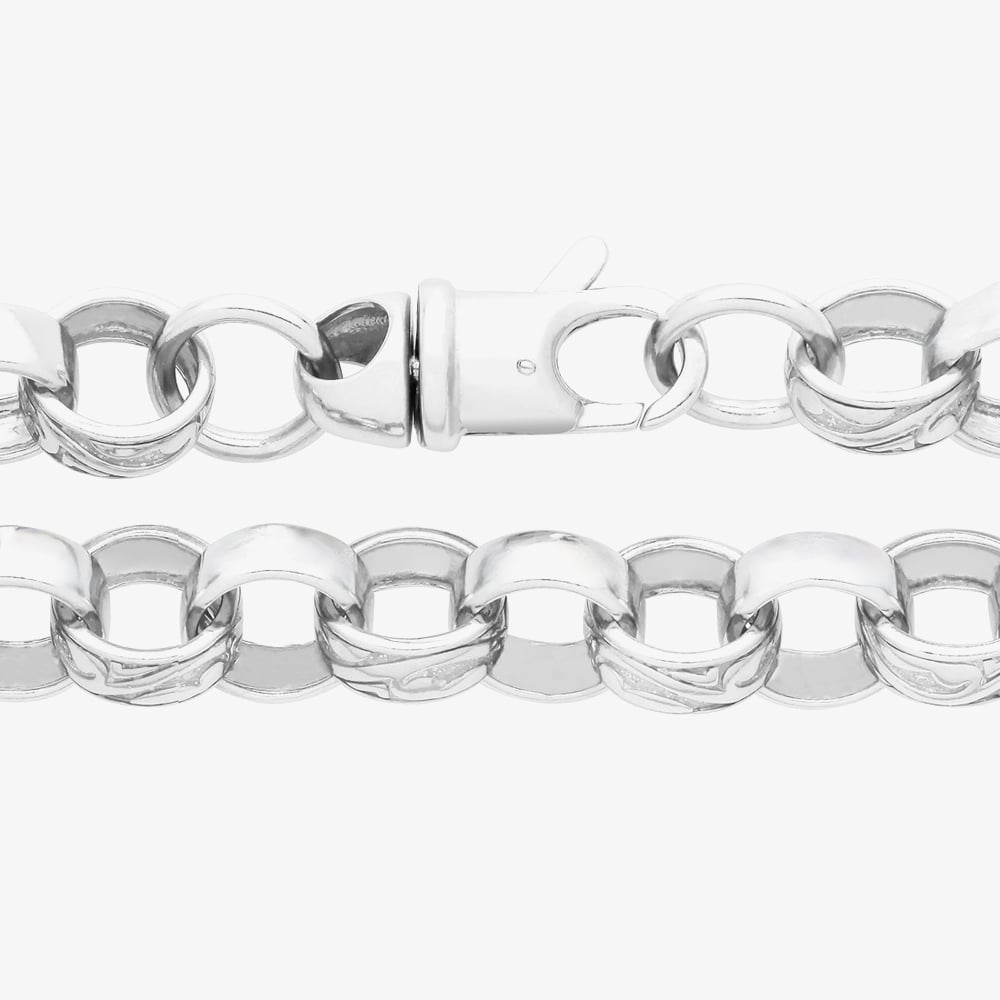 Fashionista Silver Sterling Silver 22 Inch Patterned Belcher Chain S1073-22