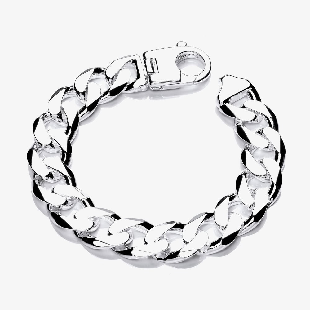 Fashionista Silver Sterling Silver 7.5 Inch Curb Chain Bracelet S5372