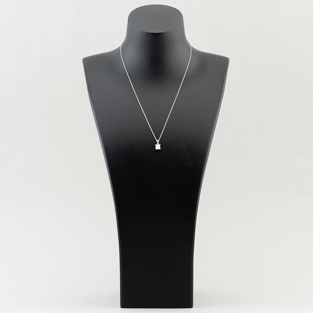 Silver Large Princess Cut Cubic Zirconia Pendant Necklace ZVP1928