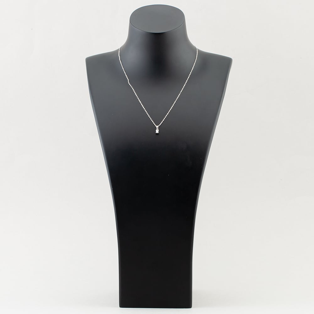 Silver Small Princess Cut Cubic Zirconia Pendant Necklace ZQP00043
