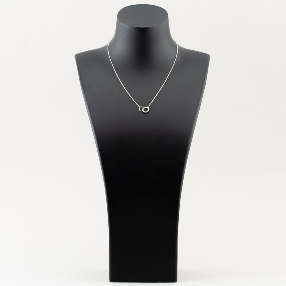 Silver Cubic Zirconia Two Interlinked Circle Necklace NC00027G