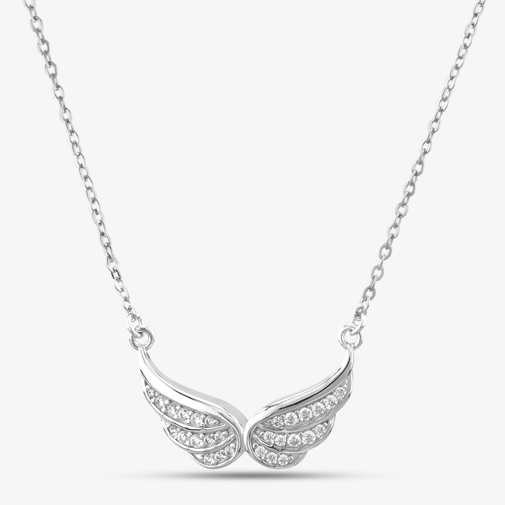 Product photograph of Silver Cubic Zirconia Angel Wings Necklace Ncc0053a from The Jewel Hut