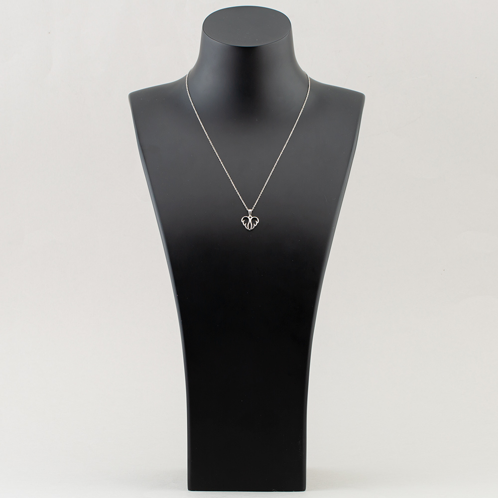 Silver Openwork Heart Shape Wings Pendant Necklace SP04242A