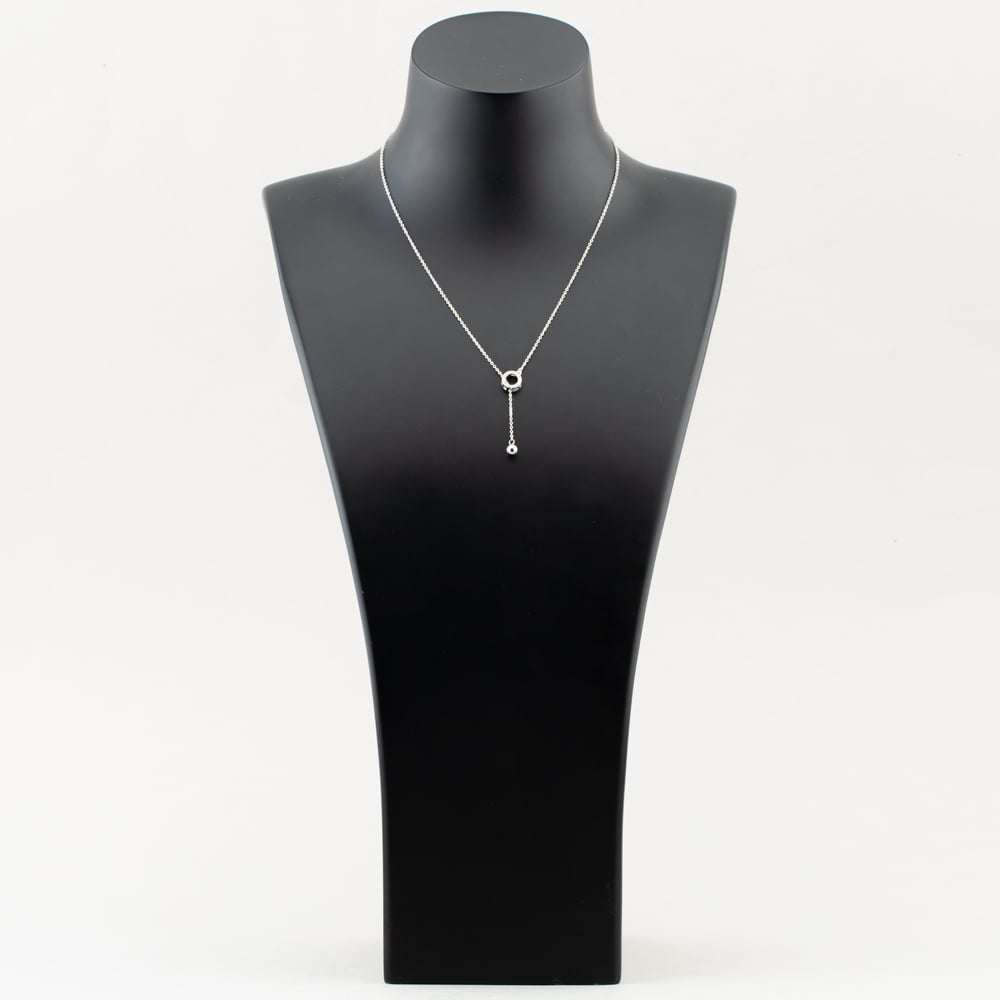 Silver Cubic Zirconia Open Circle With Silver Ball Necklace MPW0069A
