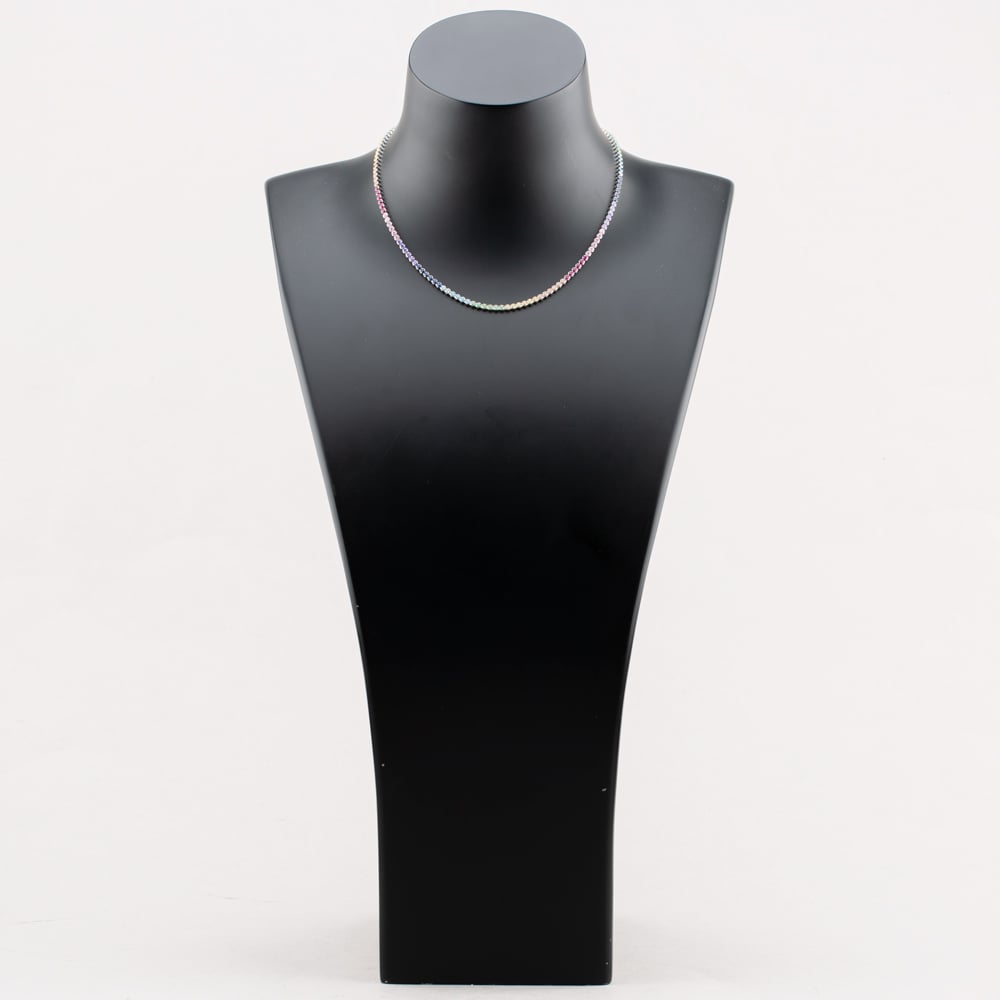 Silver Rhodium Plated Multi Coloured Tennis Necklace 8.19.0240