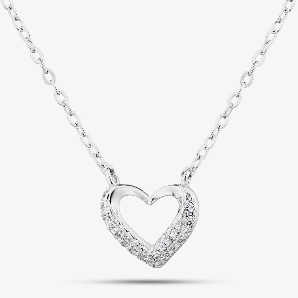 Fashionista Silver Silver Cubic Zirconia Heart Necklace 18739