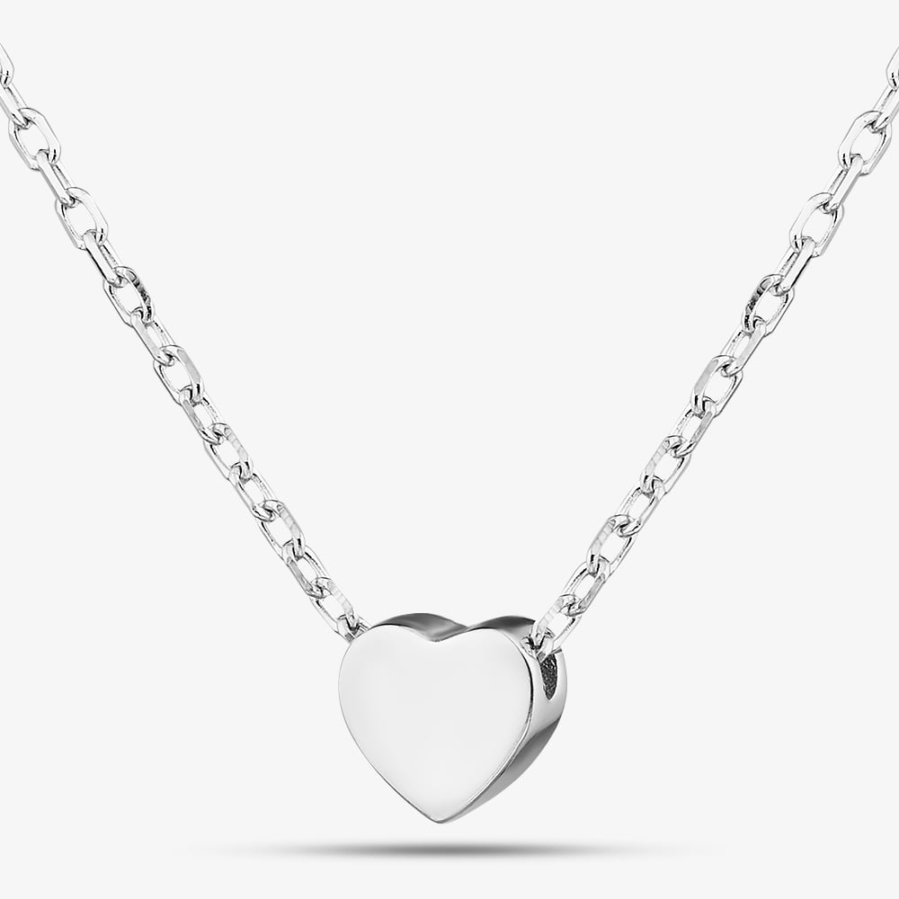 Fashionista Silver Silver Plain Engravable Heart Necklace 18179