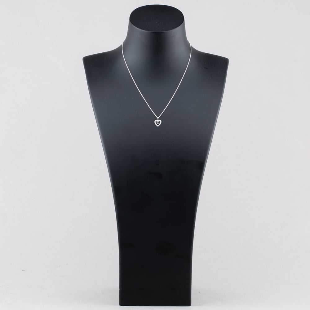 Fashionista Silver Sterling Silver Cubic Zirconia T Initial Heart Pendant 016-33527/T