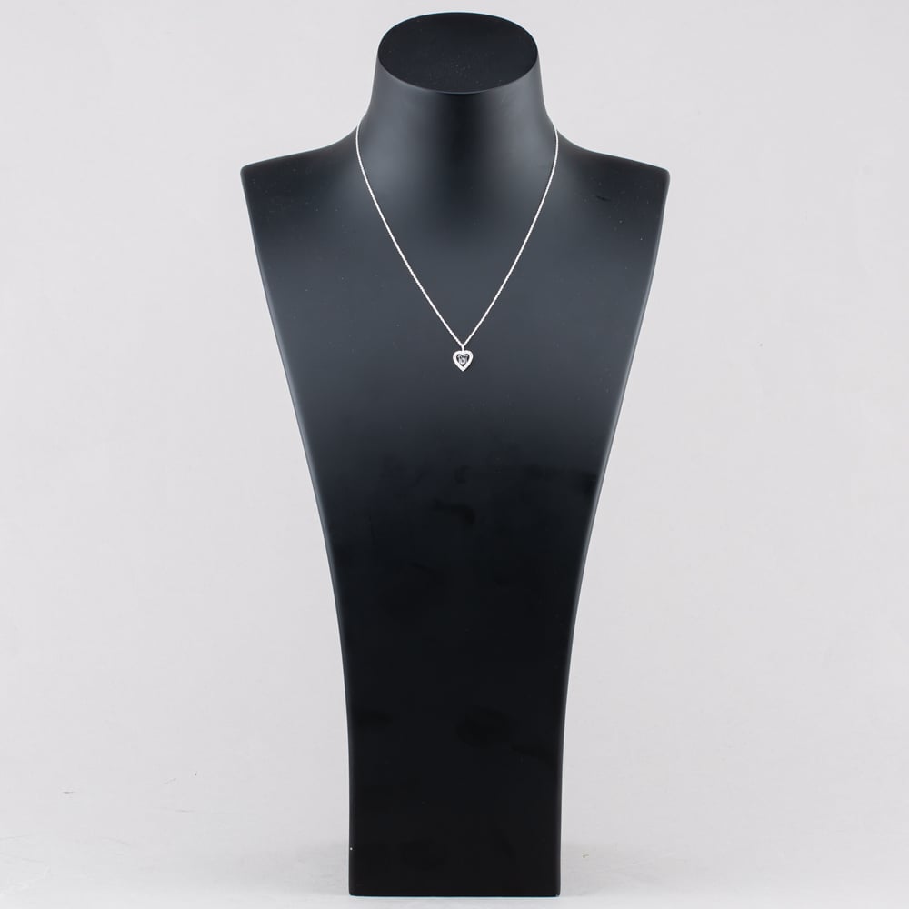 Fashionista Silver Sterling Silver Cubic Zirconia M Initial Heart Pendant 016-33527/M