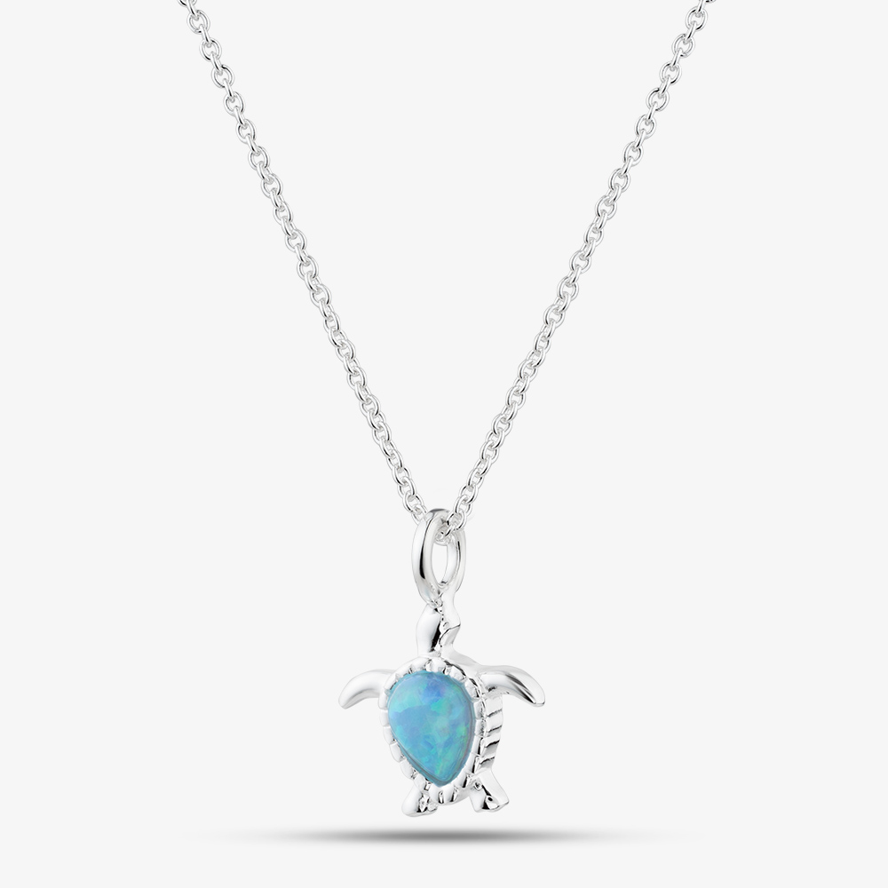 Fashionista Silver Sterling Silver Turquoise Turtle Pendant 016