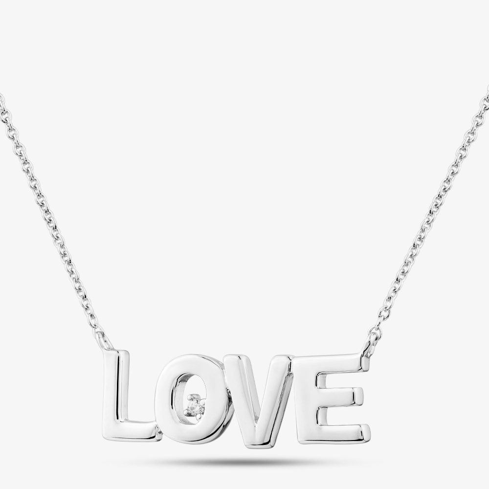 Fashionista Silver Sterling Silver Cubic Zirconia Love Pendant AN2278Z/R