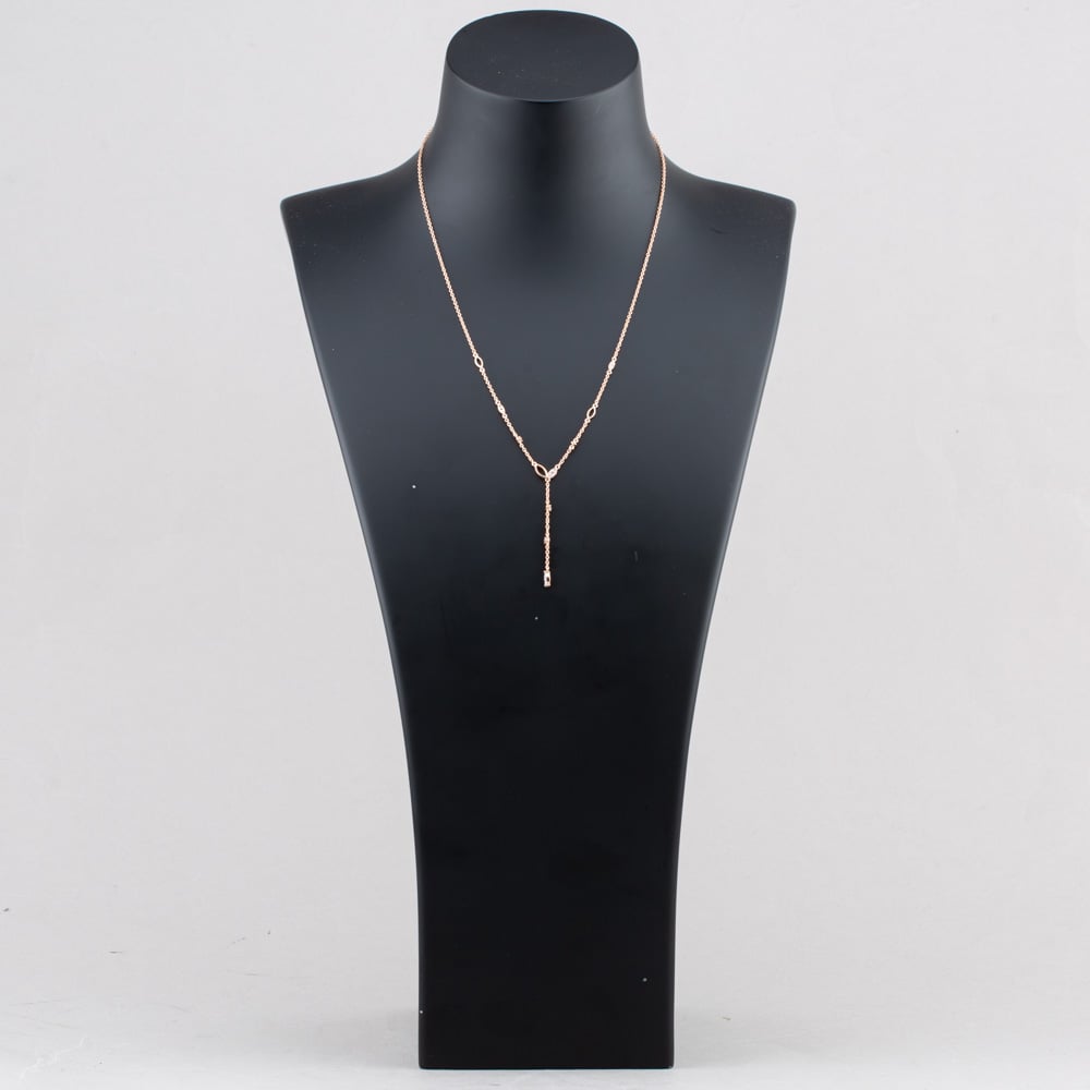 Fashionista Gold Rose Gold Tone Plated Sterling Silver Cubic Zirconia Leaf Necklace 05S2AZN451407