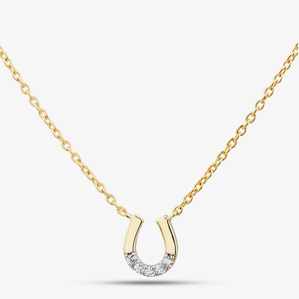 Yellow Gold Tone Plated Sterling Silver Cubic Zirconia Horseshoe Pendant 05S2AZN591006