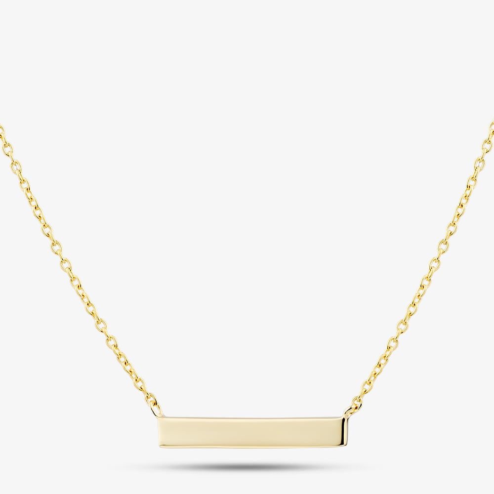 Yellow Gold Tone Plated Sterling Silver Engravable Bar Pendant 05S2AVN485607