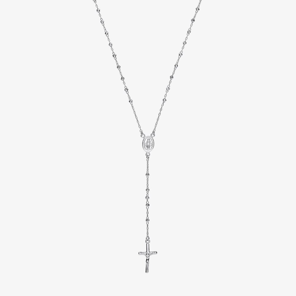 Fashionista Silver Sterling Silver 24 Inch Rosary Necklace S7092