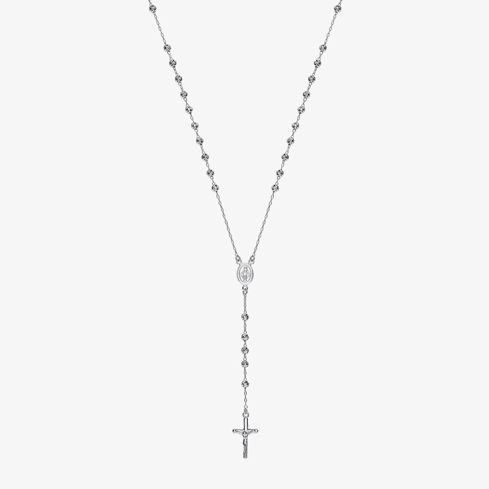Fashionista Silver Sterling Silver 28 Inch Rosary Necklace S7094