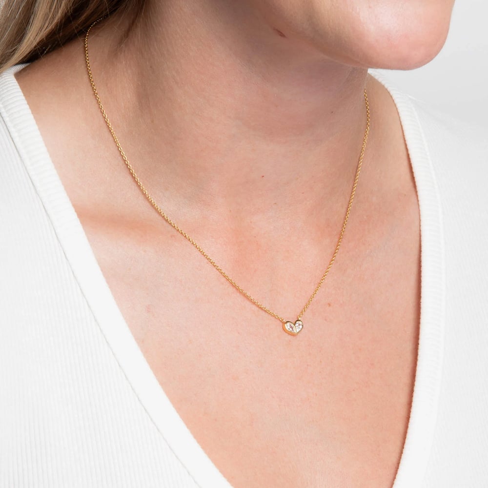Fashionista Gold Yellow Gold Tone Plated Sterling Silver Cubic Zirconia Heart Pendant N4782C