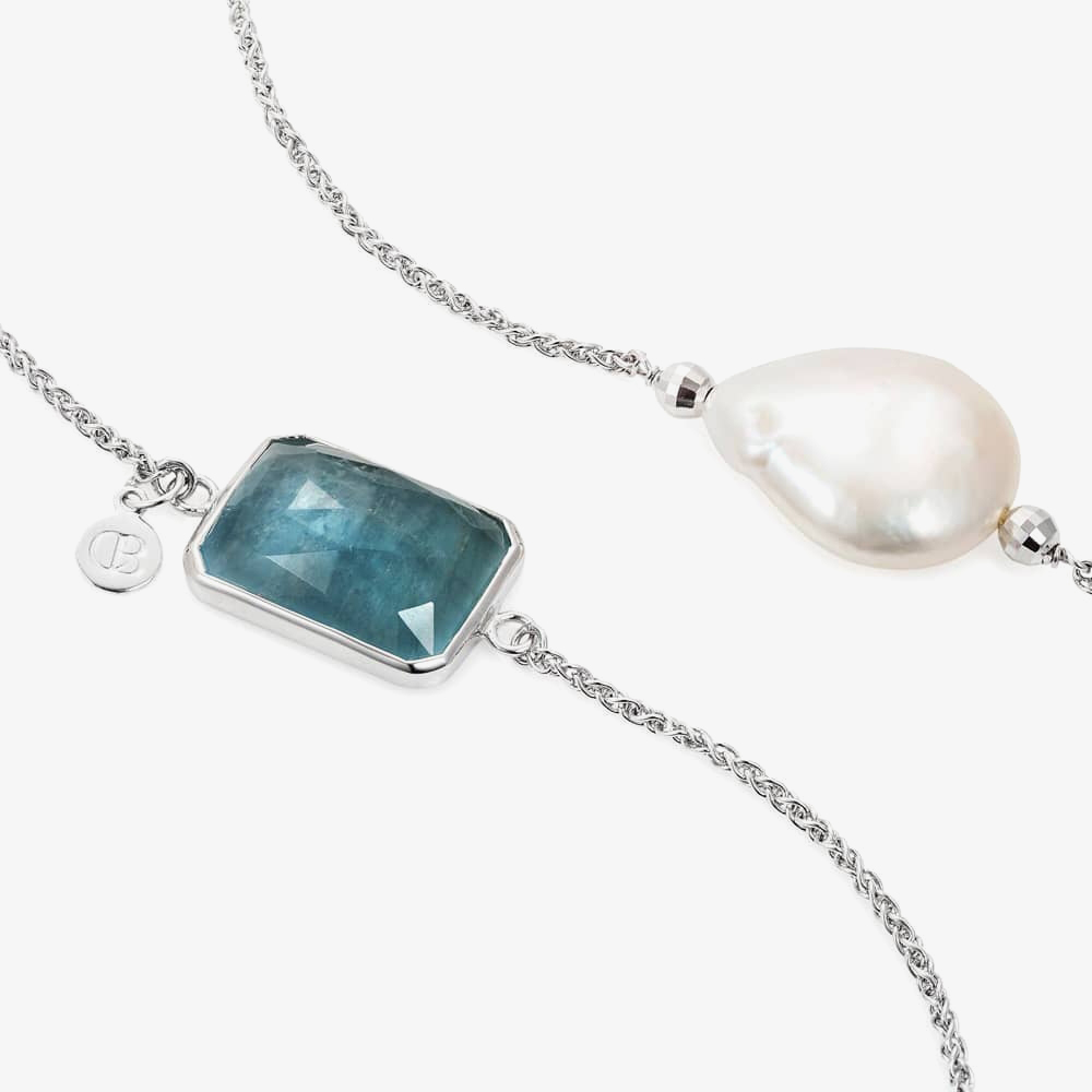 Claudia Bradby Savanna Pearl and Aquamarine Necklace CBNL0121