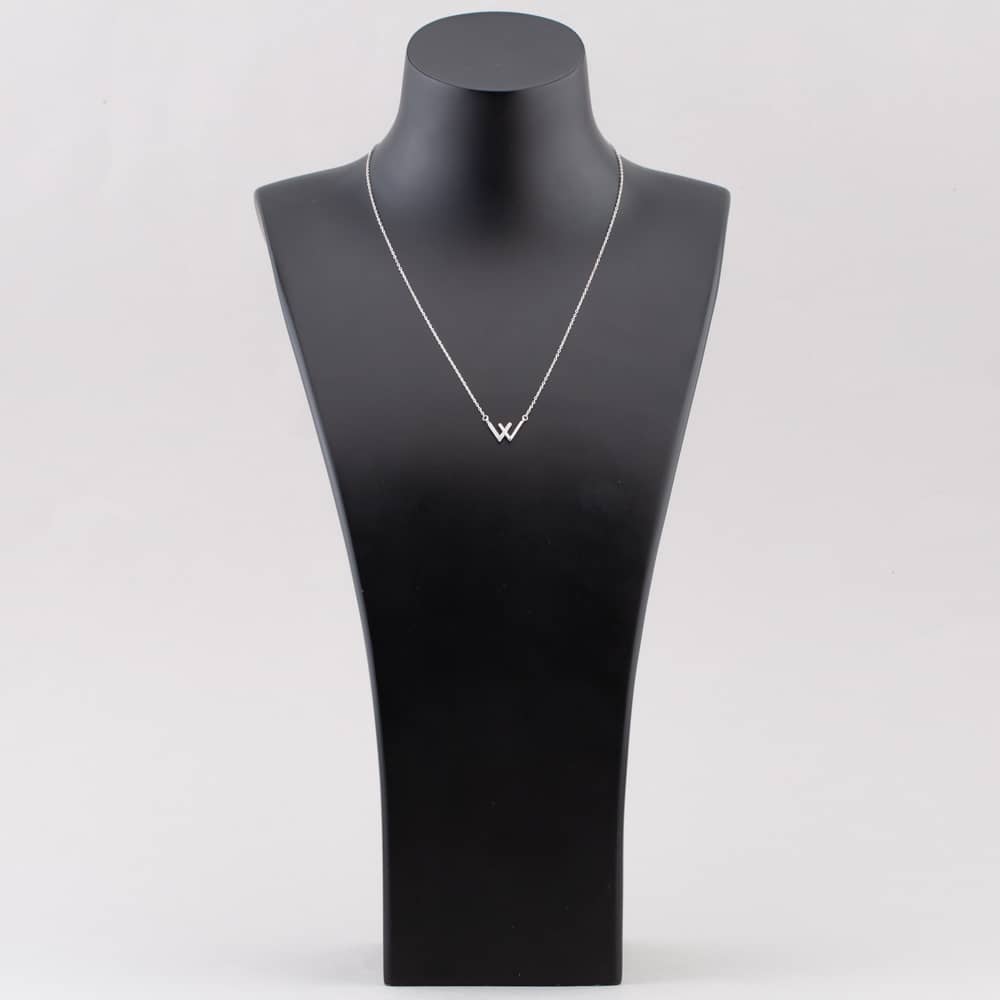 Sterling Silver Cubic Zirconia Two V's Necklace N611086