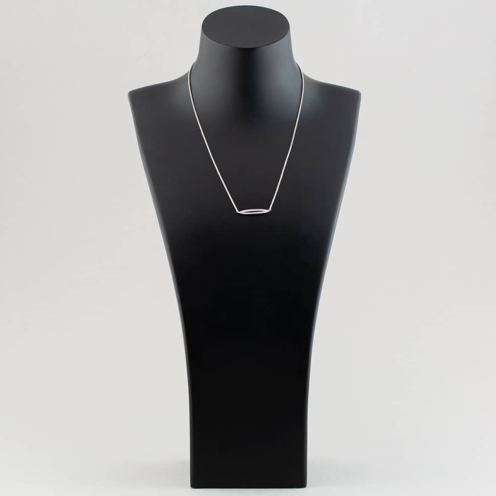 Silver & Cubic Zirconia Open Oval Necklace 2THB020704